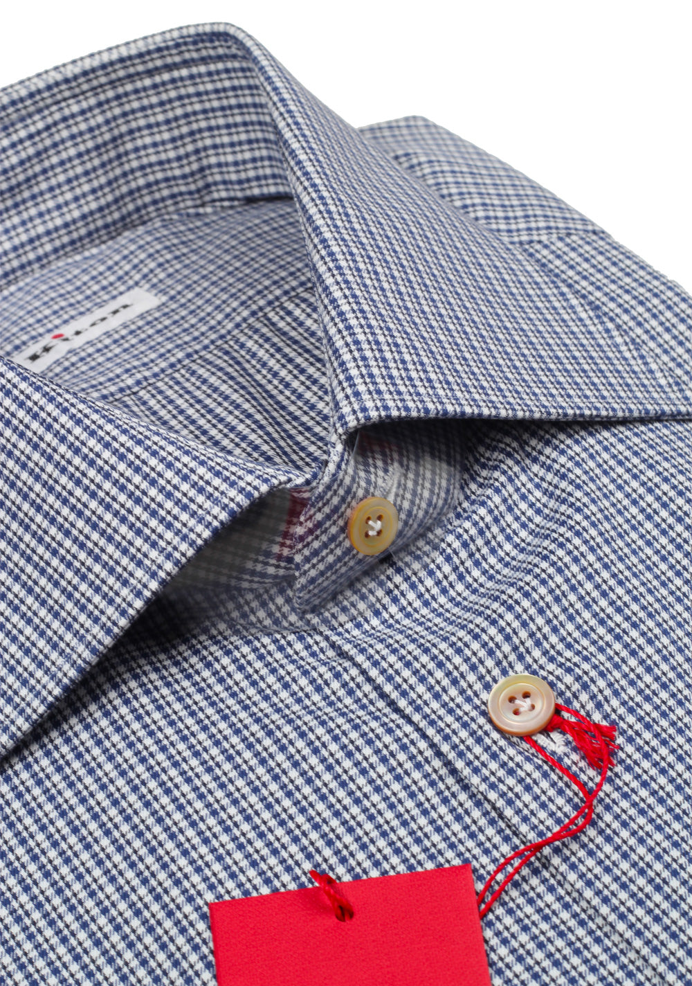 Kiton Checked White Blue Shirt Size 39 / 15,5 U.S.