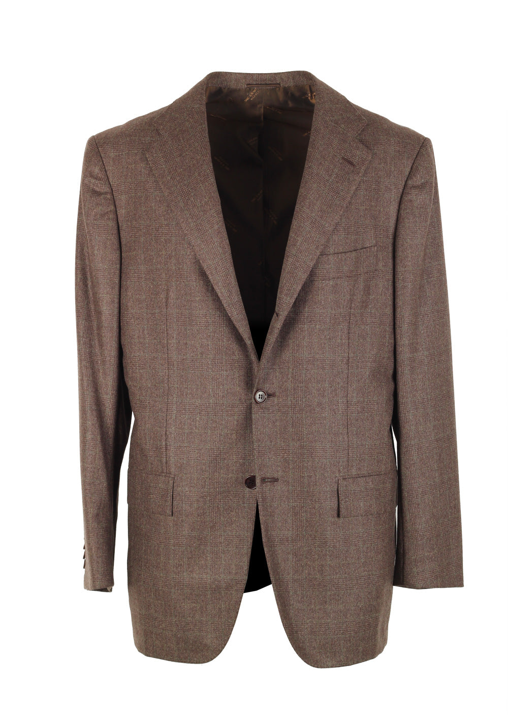 Kiton Checked Brown Sport Coat Size 50 / 40R U.S. In Cashmere