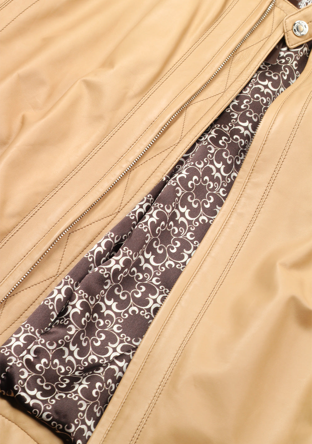 Massimo Sforza Beige Leather Coat Jacket Size 58 / 48R U.S.