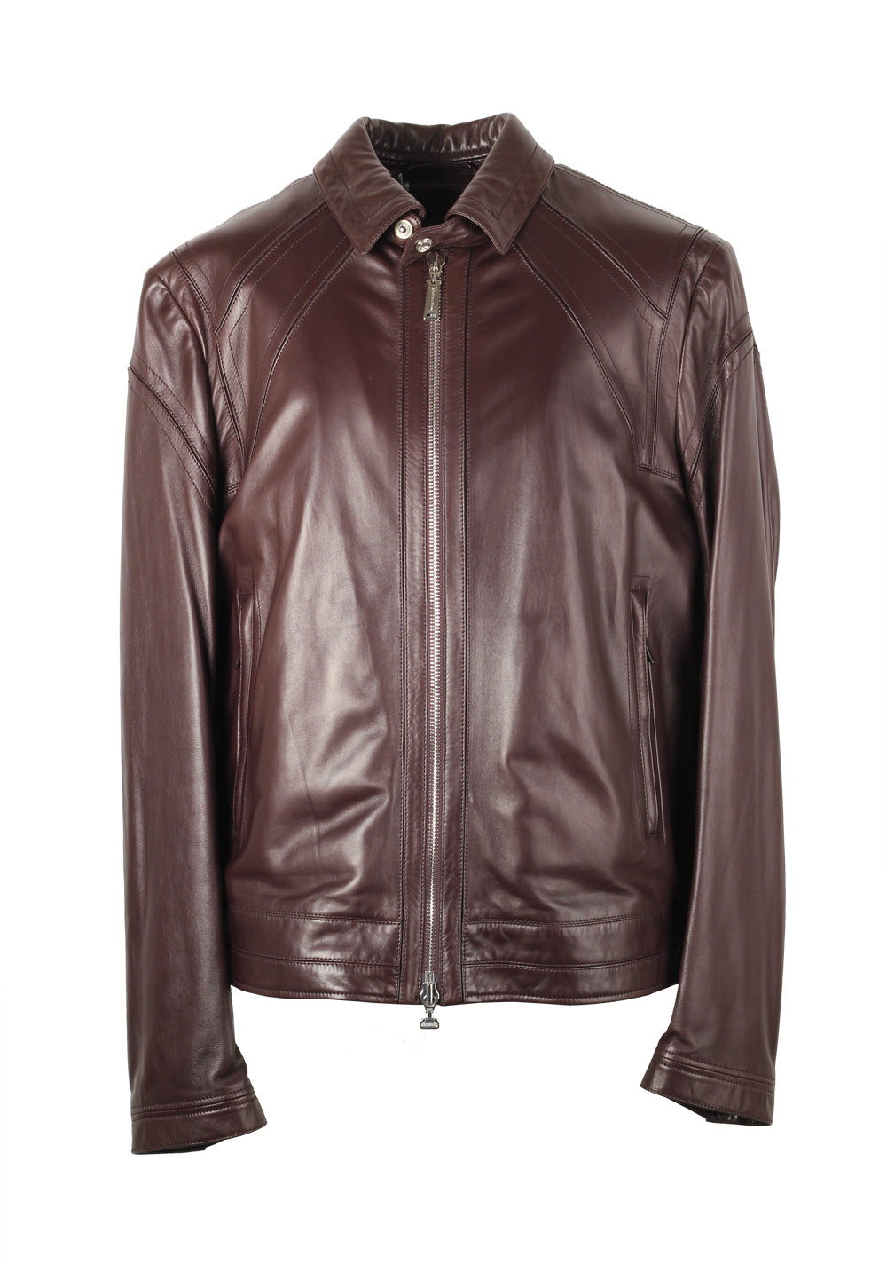Massimo Sforza Brown Leather Coat Jacket Size 56 / 46R U.S.