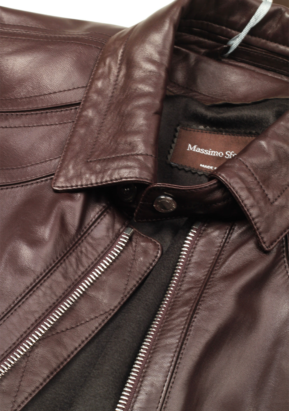 Massimo Sforza Brown Leather Coat Jacket Size 56 / 46R U.S.