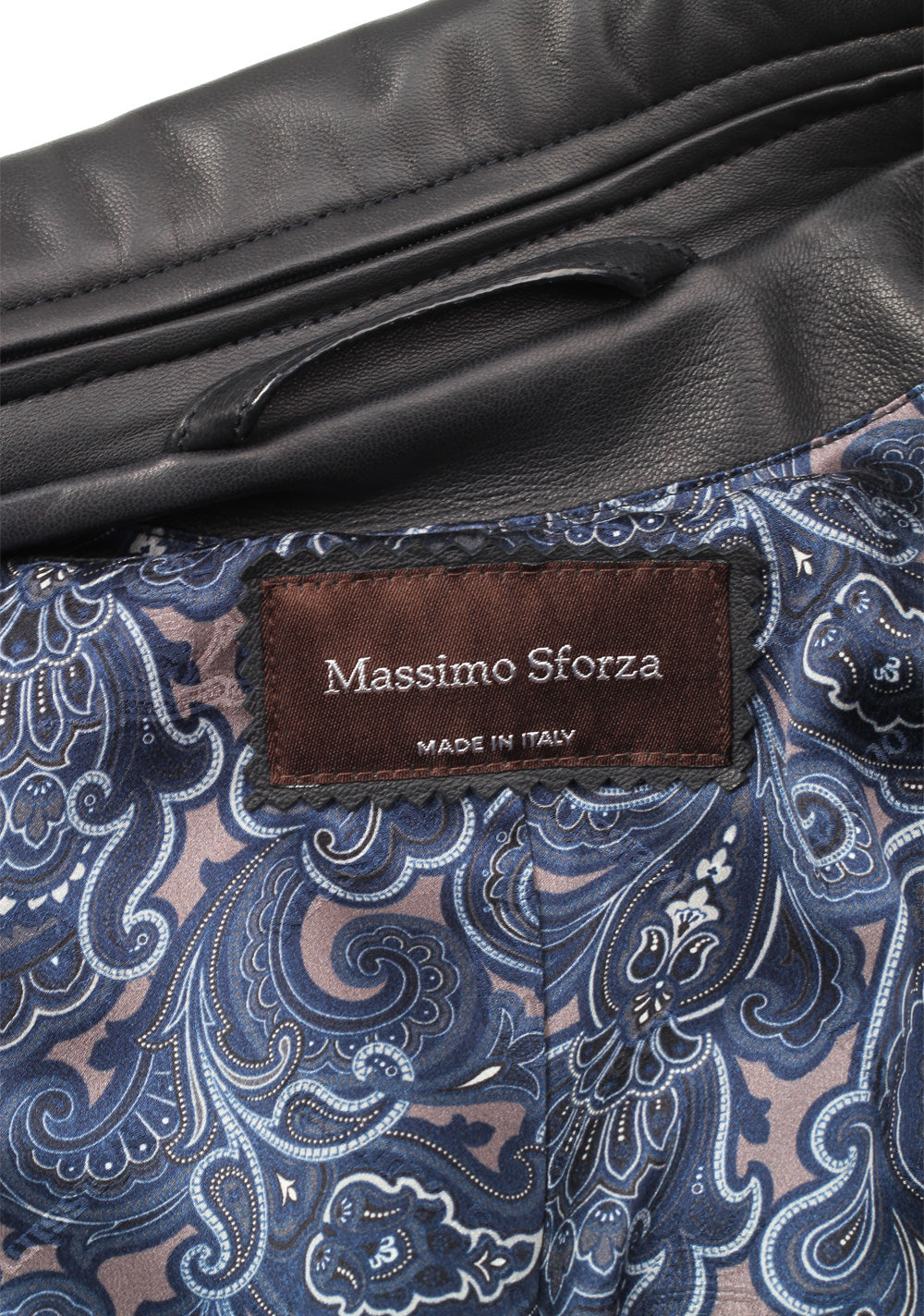 Massimo Sforza Blue Leather Coat Jacket Size 52 / 42R U.S.