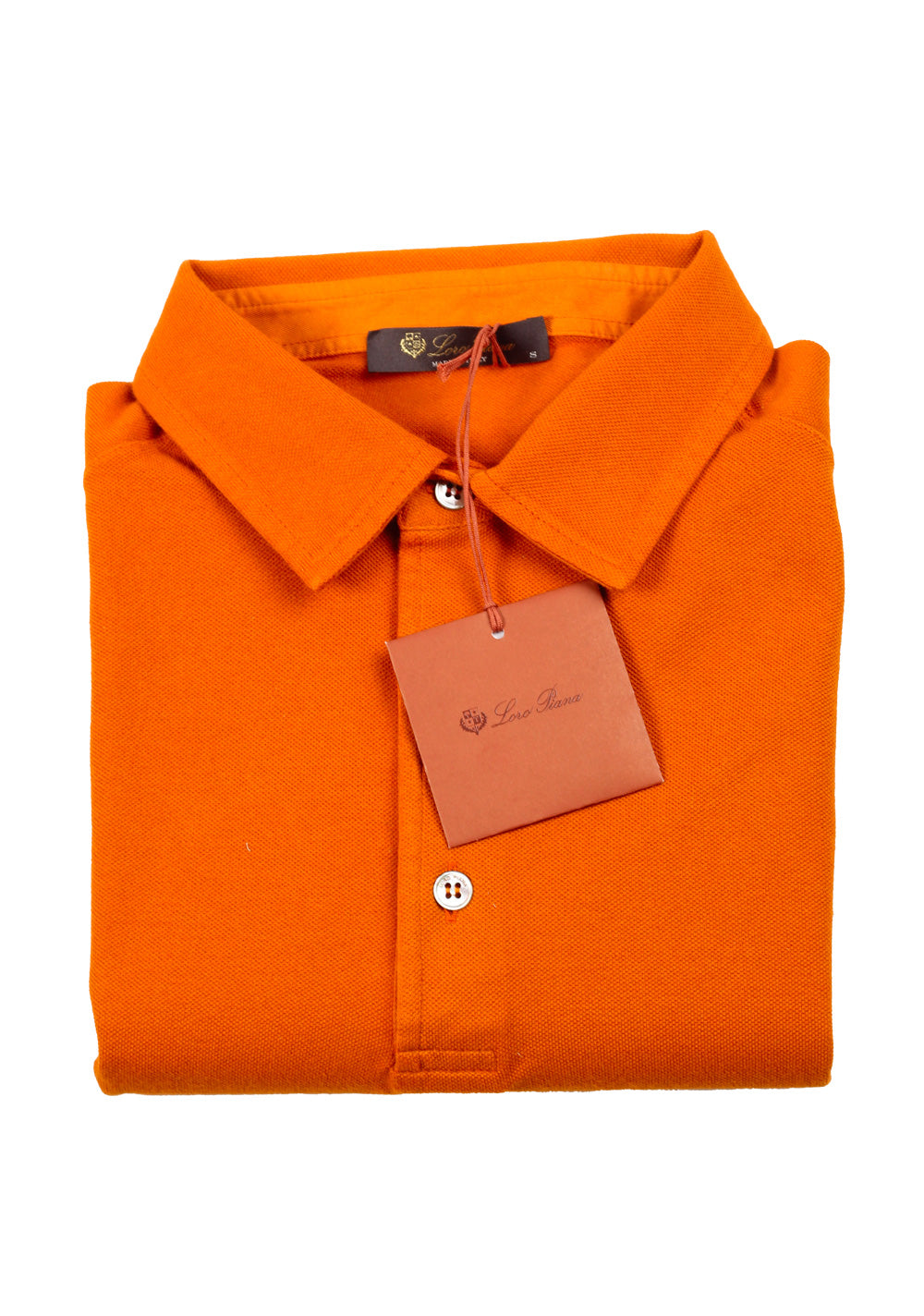 Loro Piana Orange Short Sleeve Cotton Polo