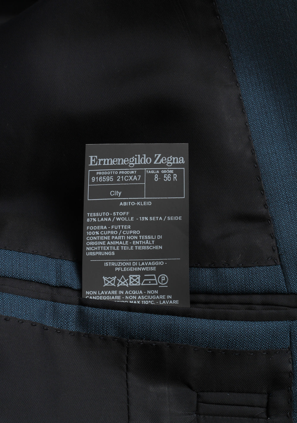 ZEGNA Blue City Achillfarm Suit Size 56 / 46R U.S.