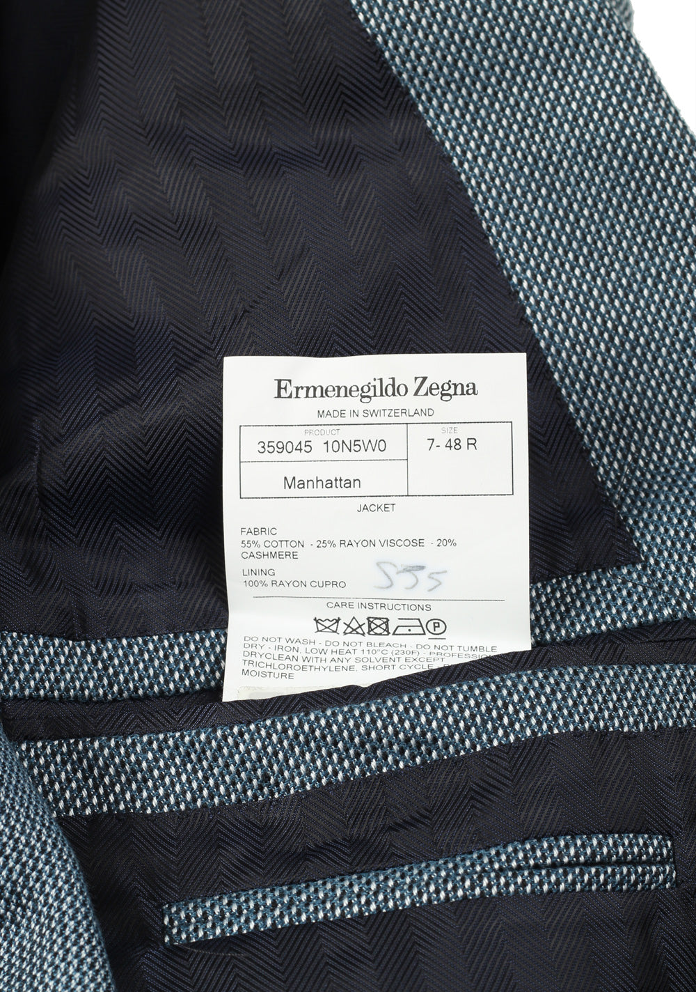 ZEGNA Manhattan Blue Sport Coat Size 48 / 38R U.S. In Cashmere Blend