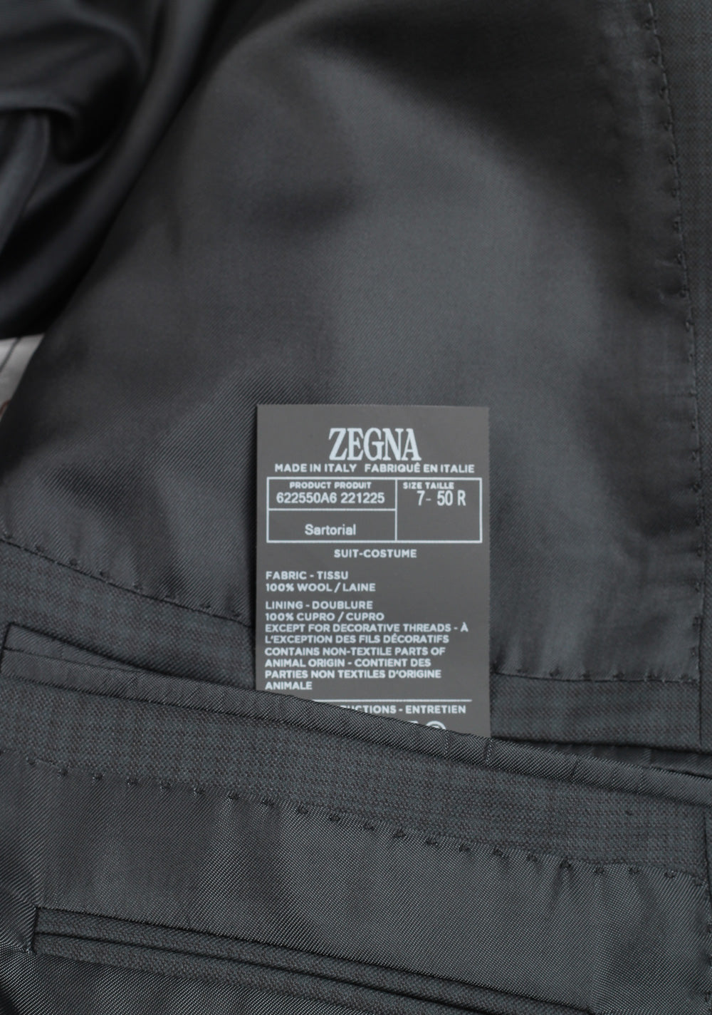 ZEGNA Sartorial 15Milmil15 Gray Checked Suit Size 50 / 40 U.S.
