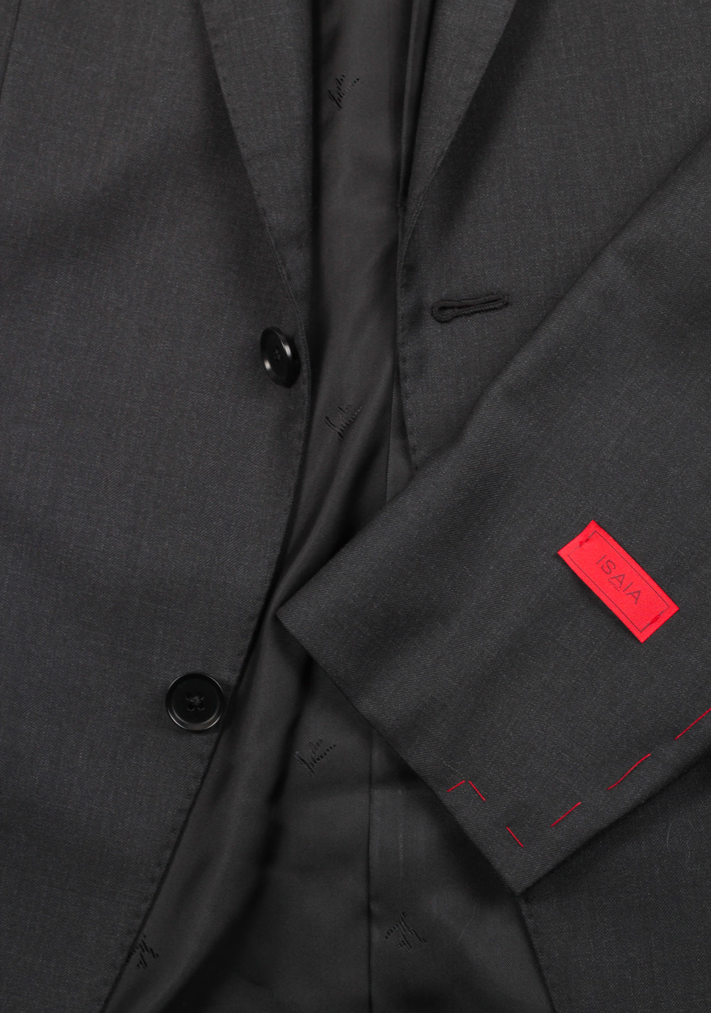 Isaia Charcoal Suit Size 48 / 38R U.S. Super 130s