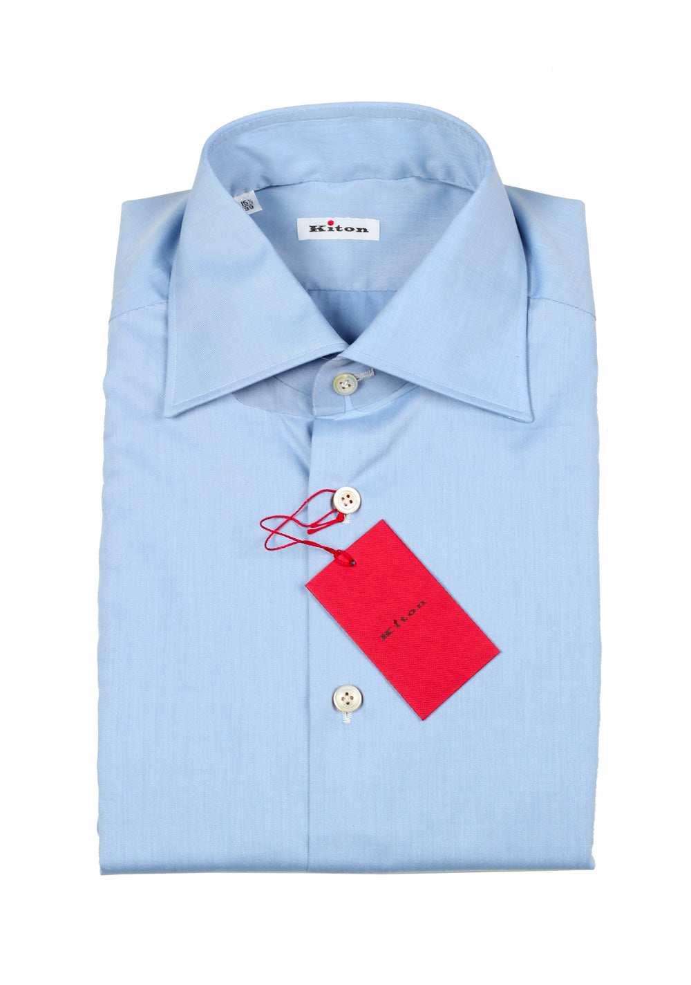 Kiton Solid Blue Shirt Size 45 / 18 U.S.
