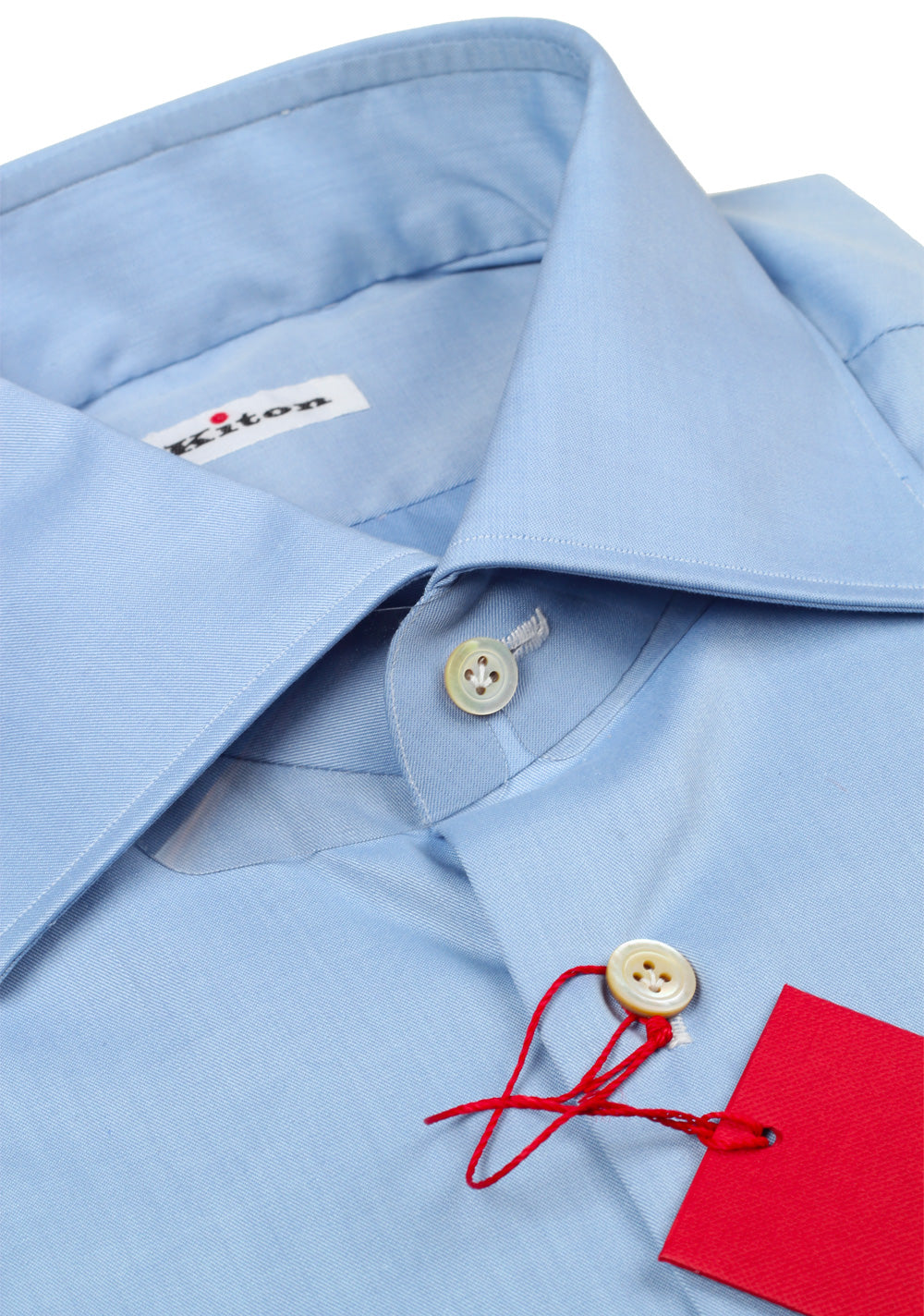 Kiton Solid Blue Shirt Size 45 / 18 U.S.
