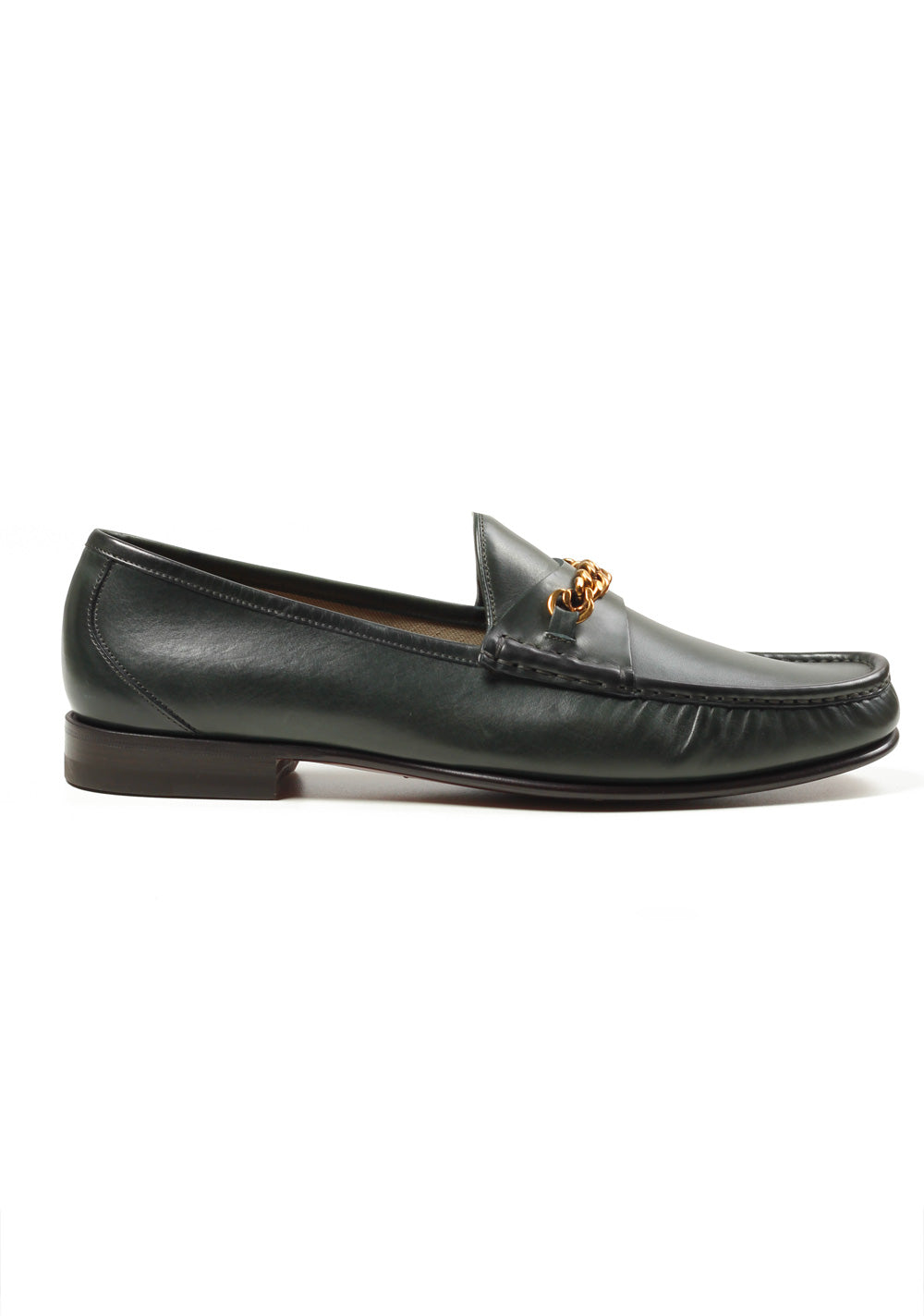 TOM FORD York Green Leather Chain Loafers Shoes Size 10,5 UK / 11,5 U.S.