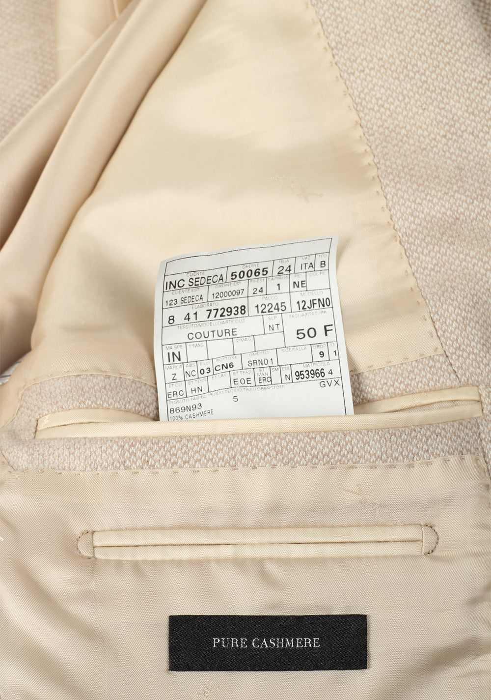 Ermenegildo Zegna Couture Beige Cashmere Sport Coat Size 50 / 40R U.S.