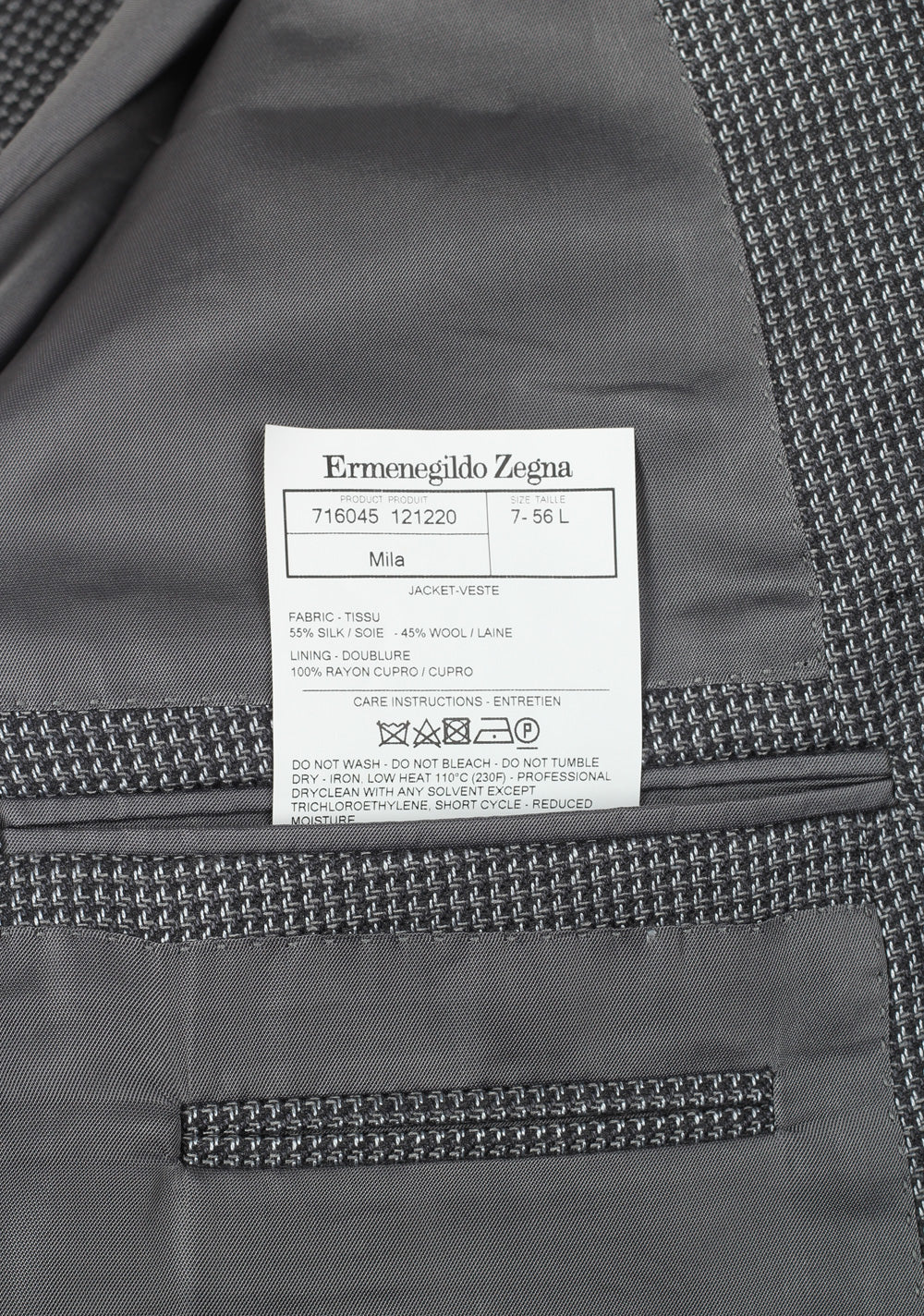 Ermenegildo Zegna Gray Mila Sport Coat Size 56L / 46L U.S. In Silk Blend