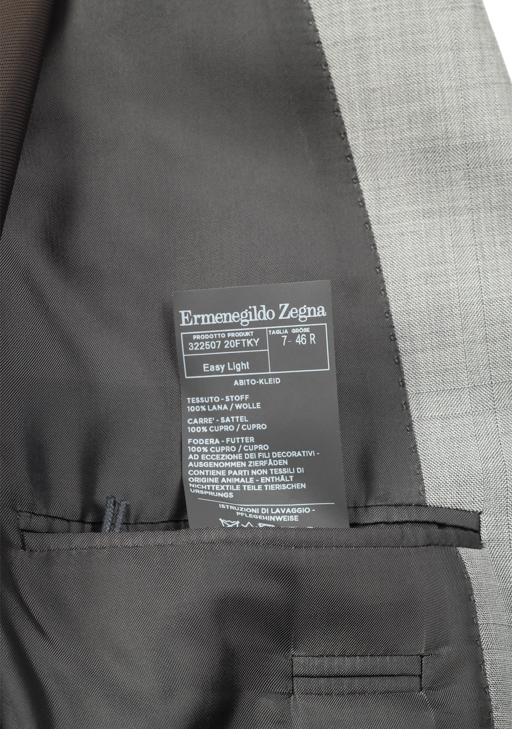 ZEGNA Gray Easy Light Checked 15Milmil15 Suit
