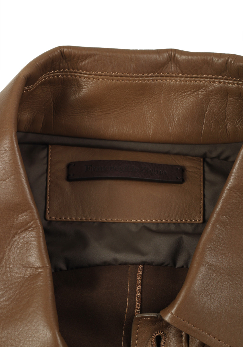 ZEGNA Brown Oasi Leather Overshirt