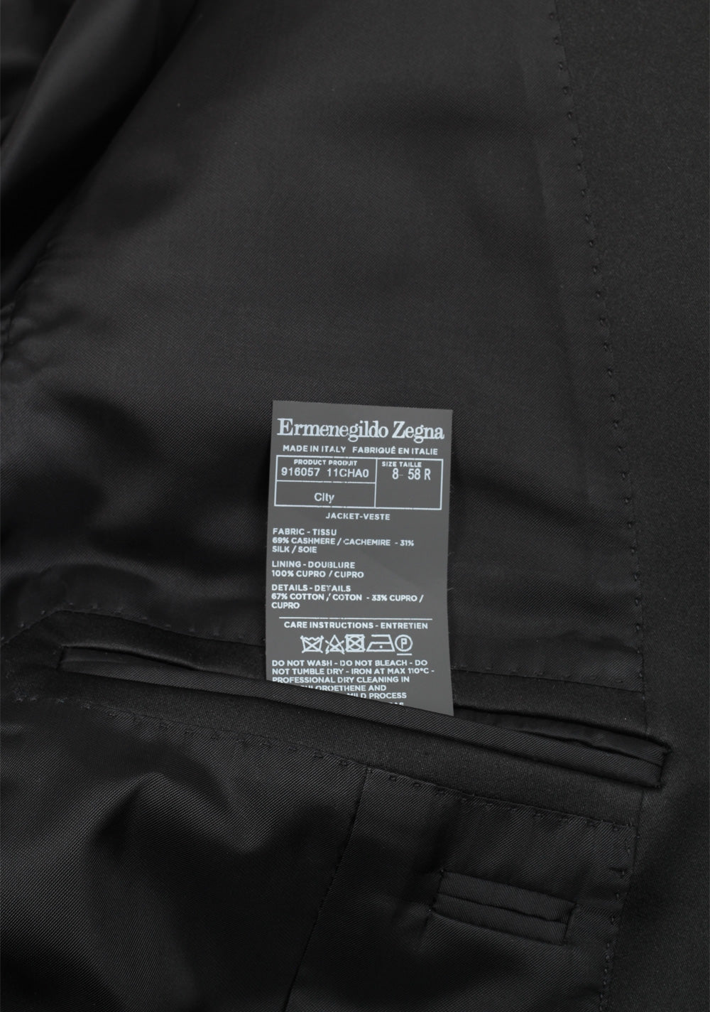ZEGNA City Blue Tuxedo Dinner Jacket Size 58 / 48R U.S.