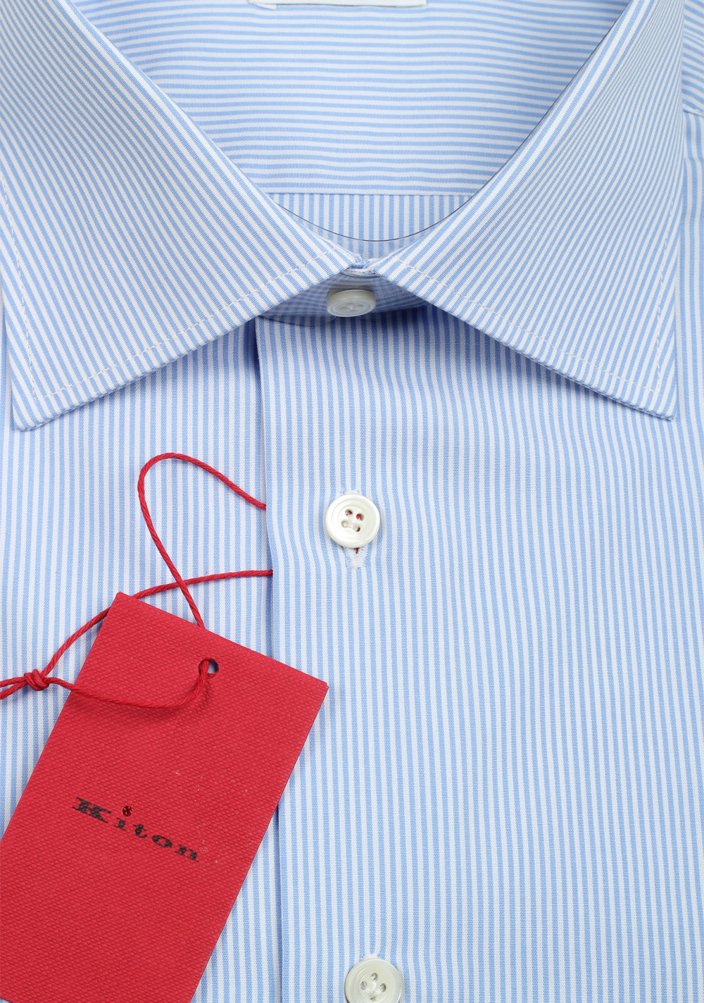 Kiton Striped Blue White Dress Shirt